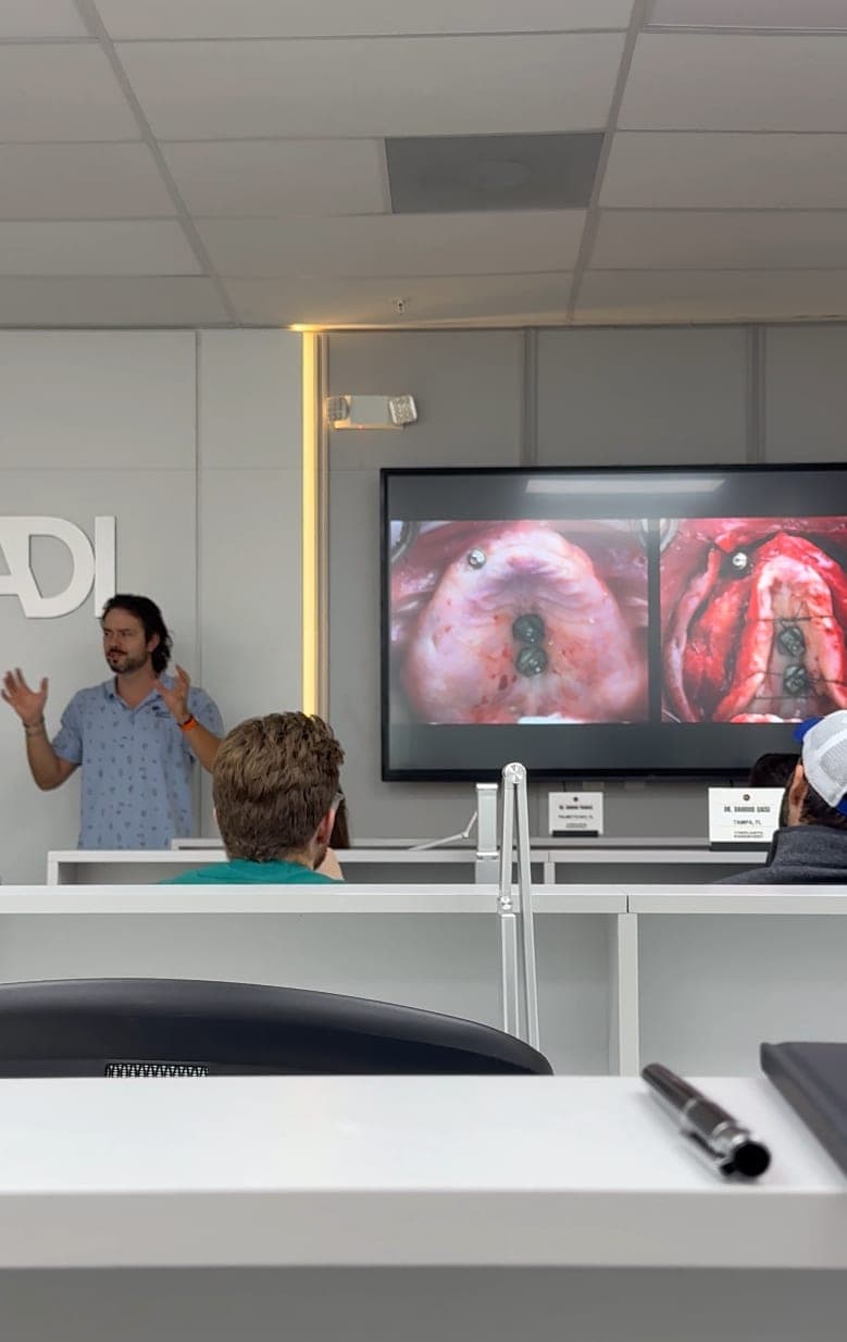 A full-arch case reviewed with the doctors in the Vertex training room