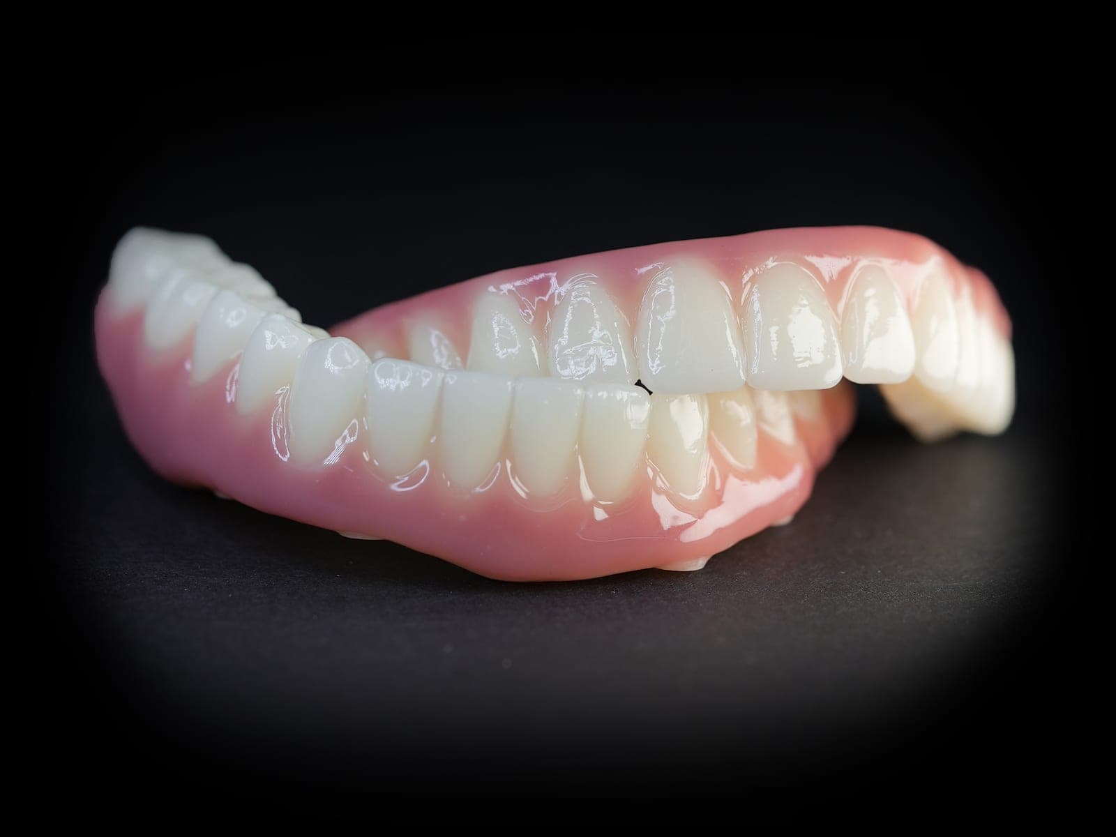 Upper and lower PMMA prototype arches together, photographed on black